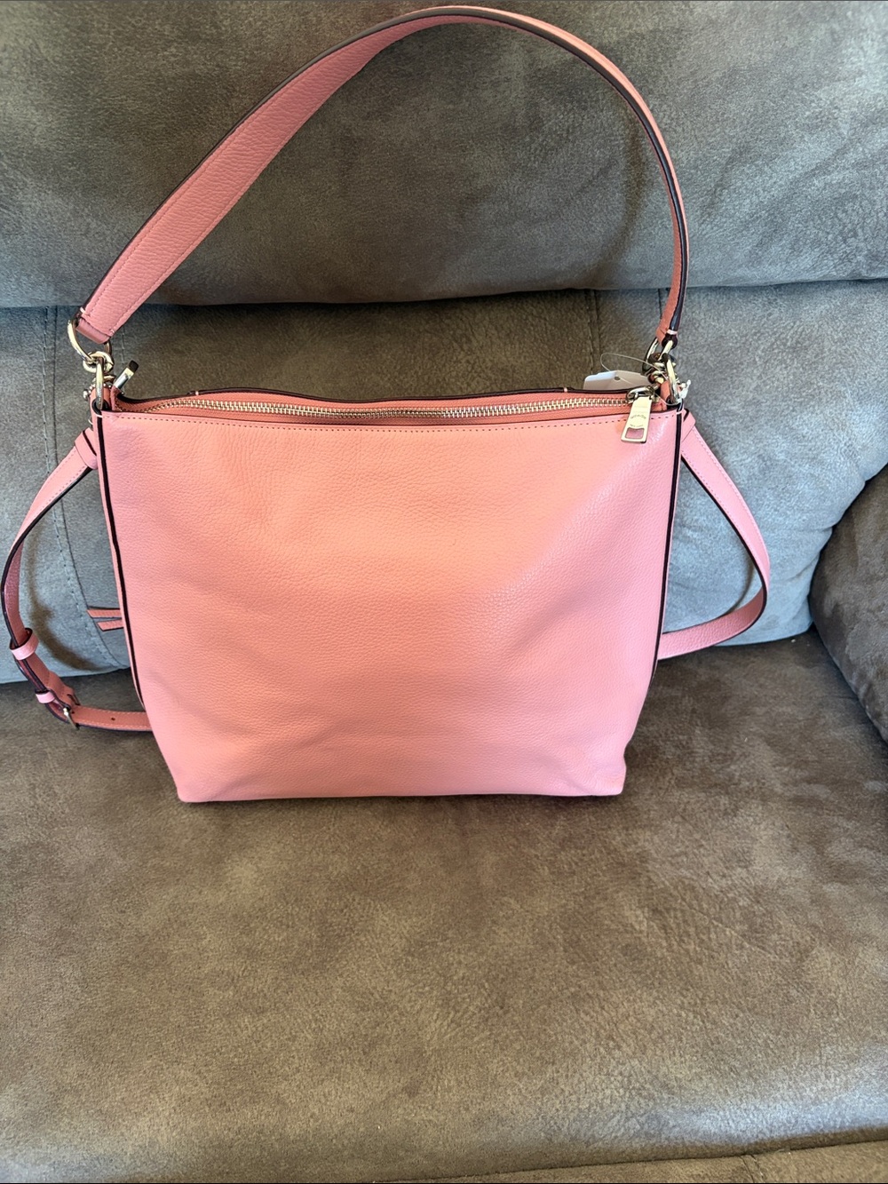 Coach Pink Pebble Leather Shoulder Bag with Adjustable Strap - Picture 2 of 6